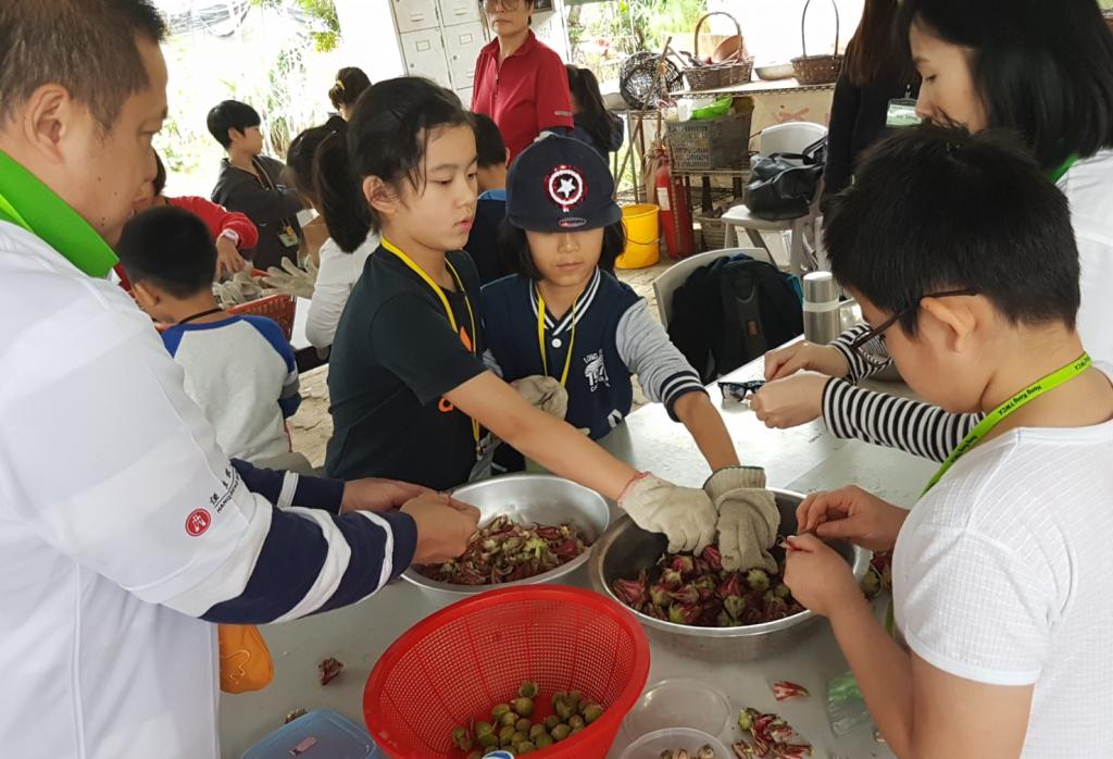 Hang Seng volunteers and kids mixed learning with pleasure