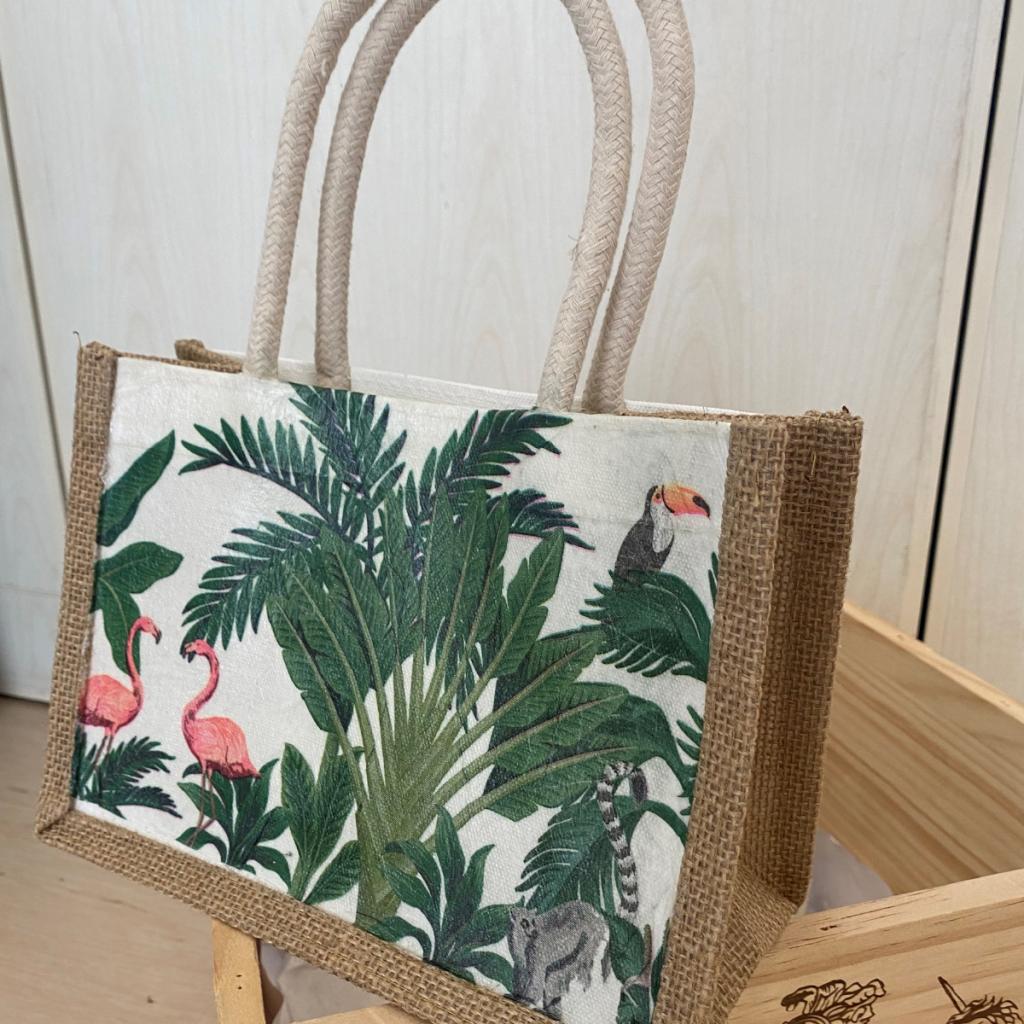 A handmade decoupager totebag. 