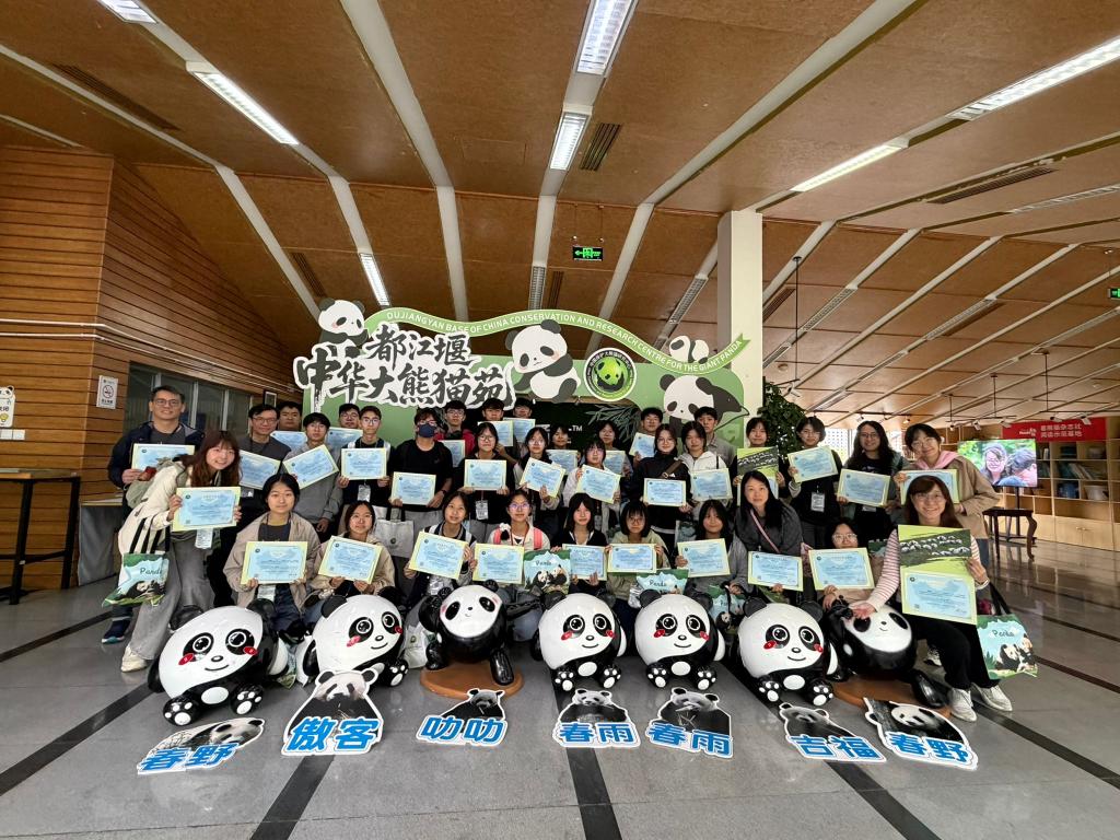 The students volunteered at the giant panda base, where they made " wowotou" (steamed corn buns) and split bamboo for the pandas. In addition to learning about conservation work, the experience also trained their professionalism and patience.